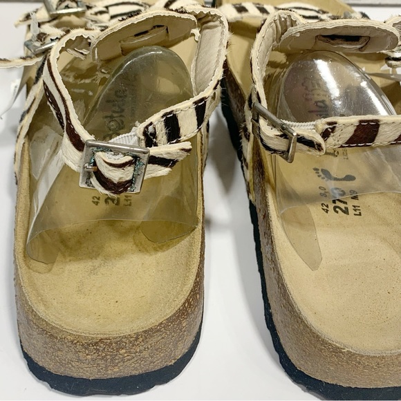 Betula by Birkenstock NWT zebra fur ankle sandals size 42 EU or 11-11.5 US - Picture 10 of 12